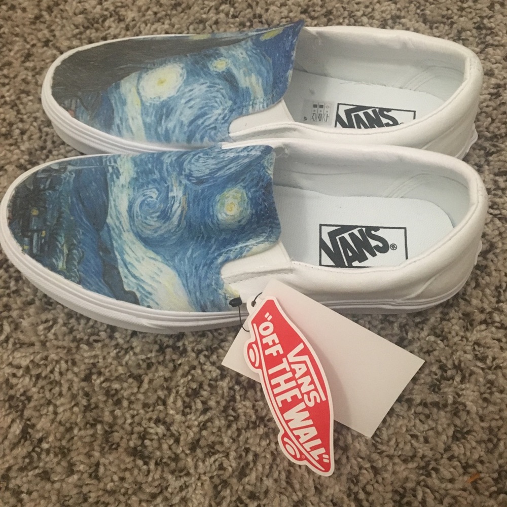 Custom made slip on vans with Van Gogh design - Picture 3 of 4
